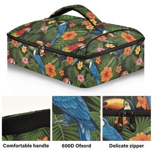 Sac isotherme pour aliments et plateau de cuisson en aluminium personnalisé, motifs Dark Jungle Aloha Parrot Hibiscus, pour pique-nique et camping - Product Image 2