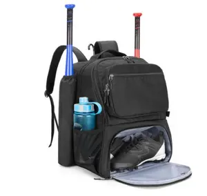 별도의 신발 칸이있는 2 개의 배트 슬리브 소프트볼 장비 가방이있는 맞춤형 야구 가방 배낭