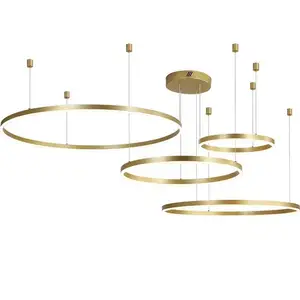 Luxus moderne LED Acryl Beleuchtung Anhänger quadratischen runden Kreis Ring nordische Kronleuchter Pendel leuchte