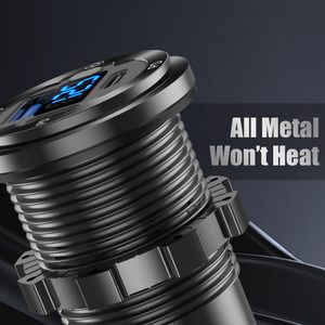 3-Port USB-C Schnell ladegerät 12V IP65 Wasserdichte ABS & Metallband Schalter buchse für Boote Golf Carts RVs Motorräder LKW - Product Image 3