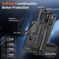 Armor TPU Kickstand Wireless Charging Shockproof Case pour IPhone 17 16e 15 14 13 17Air 17 Pro Max Black Magnetic Back Cover