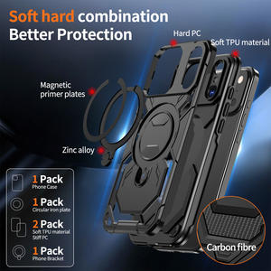 Armor TPU Kickstand Wireless Charging Shockproof Case pour IPhone 17 16e 15 14 13 17Air 17 <span class=keywords><strong>Pro</strong></span> <span class=keywords><strong>Max</strong></span> Black Magnetic Back Cover - Product Image 3