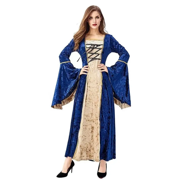 여성 중세 르네상스 빈티지 드레스 코트 의상 스퀘어 칼라 번들 코르셋 드레스 할로윈 파티 드레스