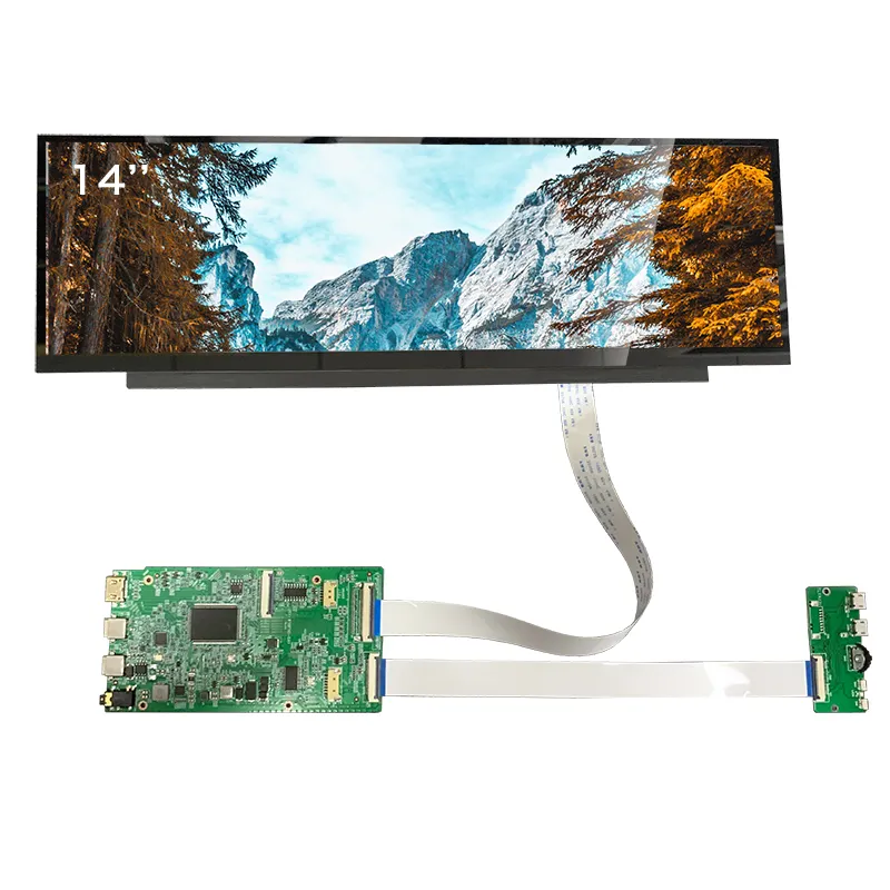 工場14.1インチips lcdスクリーンモジュール1920x550 usbタイプcストレッチバーlcdディスプレイバーlcd広告ディスプレイ