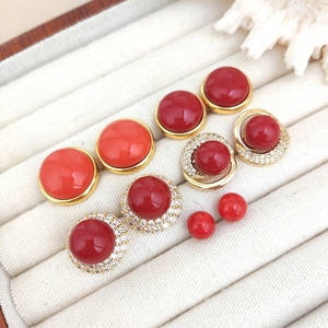 Meilleure qualité plaqué or naturel mer bambou rouge corail boucles d'oreilles italien fait à la main perles de corail boucles d'oreilles pour les femmes à la mode - Product Image 5