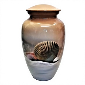 Urna Funeraria Marrón con Diseño de Concha para Cenizas de Adultos, Recipiente Conmemorativo Personalizable, Urnas Metálicas Hechas a Mano, Artículos Funerarios - Product Image 1