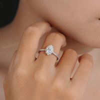 Bague de fiançailles en argent sterling 925 avec halo de moissanite taille ovale pour femme, cadeau de bijoux de mariée