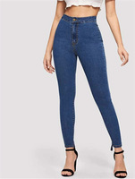 Jean taille haute européen et américain en jean stretch déchiré à œillets