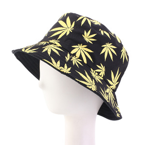 Cappello a Secchiello a Doppio Strato all'Ingrosso, Cappello Estivo da Spiaggia per Donne, Colorato con Motivo a Foglie - Product Image 5