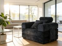Canapé modulaire sectionnel moderne gris foncé inclinable et extensible, gain de place, emballé sous vide, pliable, pour salon, appartement, chambre d'amis