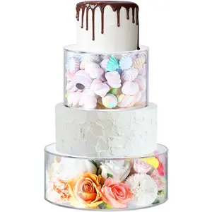 Verjaardagsfeest Dessert Display Rek Acryl Transparante Vierkante Cake Houder Kan Worden Gevuld Verrassingstaart Kegel