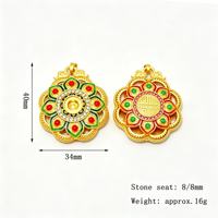 Pendentif Lotus Cloisonné en Alliage de Zinc Plaqué Or 18K, Incrusté de Résine, Bijoux Ethniques Unisexe, Fournitures de Bijouterie DIY en Gros