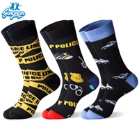 Chaussettes en coton pour hommes Funny Fun Crazy Funky Dress Crew Socks High White Casual Cartoon Print Breathable Anti-Slip Socks