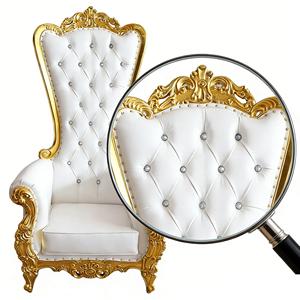 เก้าอี้บัลลังก์พนักพิงสูงสีทองขาวเกร<span class=keywords><strong>ด</strong></span>เชิงพาณิชย์สำหรับงานเลี้ยงในห้องนั่งเล่น วิลล่า สวนสาธารณะ หรืองานอีเว้นท์ - สามารถวางซ้อนกันได้ - Product Image 1