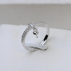 Bague ajustable en argent S925 pour femme, accessoires personnalisés en perles DIY, bague ouverte, composants de bijoux - Product Image 1