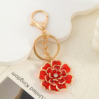 Nouvelle fleur acrylique Simple à la mode créative incrustée de diamants doux personnalisé porte-clés suspendu lot en métal