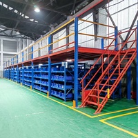 Étagère de mezzanine industrielle en acier robuste à 2 niveaux, finition thermolaquée, design réglable, dimensions personnalisables - Multi-niveaux