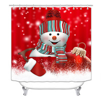 Ensemble de rideaux de douche décoratifs de style américain avec bonhomme de neige de Noël, en polyester, imperméables et résistants à la moisissure, rideaux de salle de bain personnalisés