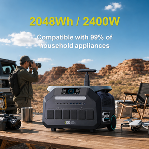 Camping Home Backup Emergency Power remote control MPPT <b>Solar</b> 2048wh LiFePO4 battery portable power station with MPPT 2400w - Product Image 1