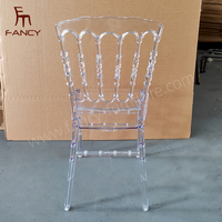 Chaise Napoléon transparente noire chaise Napoléon en résine pour les événements de mariage chaises d'hôtel en plastique acrylique transparent en gros