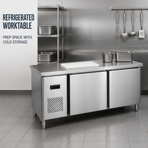Commercial Refrigerated <b>Work</b> <b>Table</b> 1500mm 1800mm 220V Undercounter Refrigerator for Restaurant Hotel Catering Kitchen - Product Image 5