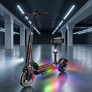Portable Folding <b>Scooter</b> <b>for</b> <b>Adults</b> <b>With</b> <b>Seat</b> Front Rear Shock Absorber RGB Light Urban Commuting <b>E</b> <b>Scooter</b> - Product Image 1