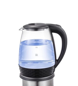 Bouilloire électrique en verre 2,0 L avec indicateur de niveau d'eau, anneau lumineux LED bleu, verre borosilicate, arrêt automatique, protection contre l'ébullition à sec, rotation à 360° ° Base OEM - Product Image 1