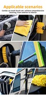 Ensemble de 12 brosses de nettoyage pour voiture - Brosses en plastique avec poils en nylon et manches en métal - Kit d'outils de nettoyage pour l'entretien automobile