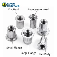 LEKON Rivet à tête plate moletée sur mesure, en acier inoxydable 304, métrique et impérial, pour tôles