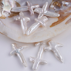 Perles baroques d'eau douce naturelles en vrac, blanches, perforées, en forme de croix, pour la fabrication de colliers et d'accessoires de bijoux - Product Image 5