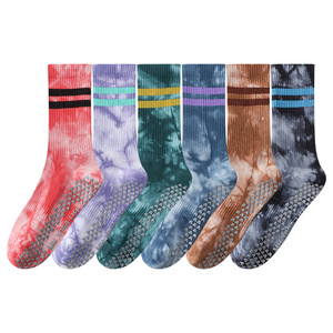 Yoga Socks Non Slip Mid Calf <b>Tie</b> Dye Seamless Cotton Quick Dry For Women Pilates Indoor Sports Yoga Socks - Product Image 5