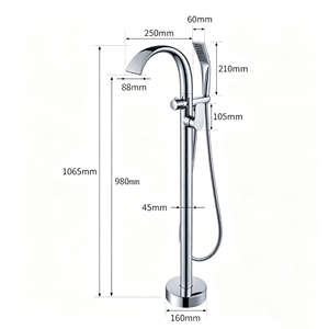 Colonne de douche autoportante d'extérieur en laiton noir mat avec douchette pluie pour piscine, jardin, plage - Product Image 2