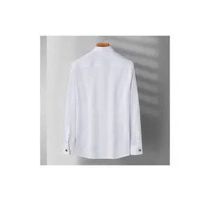 Camisas de algodón blancas de moda para hombre, camisa con estampado personalizado y cuello en V de calidad superior 2024