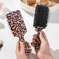 Brosse à cheveux démêlante à coussin d'air imprimé léopard, masseur de cuir chevelu, peigne de coiffure, cadeau pour femme, vente en gros, usine, Cepillo Paleta