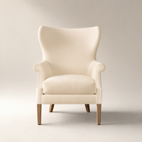 Fauteuil d'appoint moderne de luxe rembourré avec dossier haut, pieds en bois massif durables, chaise individuelle pour salle à manger