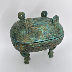 Vaso di grano Dui in bronzo cinese primavera autunno periodo antico rituale utensile in metallo artigianato per miglio - Product Image 4