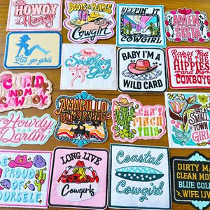 Bulk Order Twill Custom Manufacturer West Cowboy Laser Cut Border <b>Sew</b> <b>on</b> Badge <b>Patch</b> Embroidered <b>Patch</b> for Clothing/Hat - Product Image 1