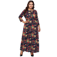 Usine OEM Automne Plus La Taille À Manches Longues Rétro Floral Soirée Longue Maxi Robes Décontractées