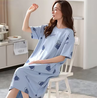 Chemise de nuit d'été à manches courtes pour femmes Pyjama mi-long Jupe longue de grande taille Sweet Home Wear for Comfort Can Be Wear