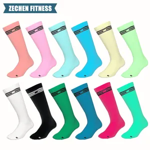 Manufacture Custom Logo Non-slip Athletic Grip Socks Knee High Men Women Anti Slip Sports Cross Training Cotton Socks