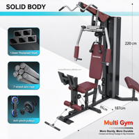 Station de musculation multifonctionnelle tout-en-un HS8011 avec pile de poids réglable de 70 à 90 kg pour entraînement complet du corps