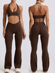 Oferta Especial 2025: Conjunto de Yoga de 4 Piezas para Mujer con Leggings Acampanados de Cintura Alta, Sujetador Deportivo y <span class=keywords><strong>Shorts</strong></span> — Atuendo de Entrenamiento con Control de Abdomen - Product Image 3