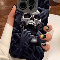 Coque de téléphone portable antichoc en TPU avec impression de crâne d'Halloween pour iPhone XR XS 11 12 13 14 15 16 Pro Max