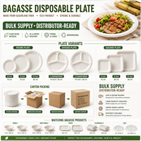 Assiette jetable en bagasse de canne à sucre Trendz pour événements de restauration et achats en gros pour services alimentaires
