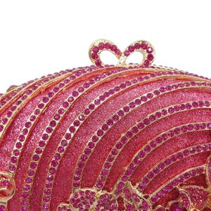 Bolso de Mano Elegante para Mujer con Pedrería Floral, Bolso de Noche con Cristal de Loto 3D, Correa de Cadena Metálica, Bolso Tipo Clutch para Cócteles - Product Image 5