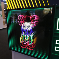 Enseigne lumineuse LED 3D autoportante effet miroir infini en métal, néons LED RGB pour magasin