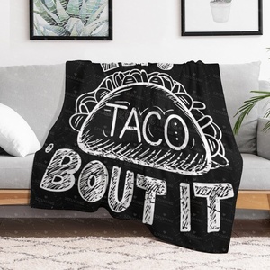 Couverture de festival noire personnalisée « Lets Taco Bout It Restaurant », grande couverture décorative pour Thanksgiving, thème <span class=keywords><strong>alimentaire</strong></span> (dumplings) - Product Image 2