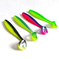 Leurre souple bicolore à queue en T motif poisson 14cm/18cm, lot de cinq, résistant à la déchirure, design réaliste, appât artificiel pour la pêche en mer