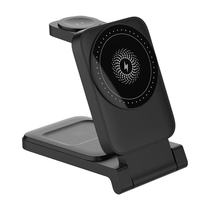 Station de charge sans fil magnétique portable 3-en-1 pliable rapidement avec entrée 9V/2A, support multifonction pour montre connectée et téléphone