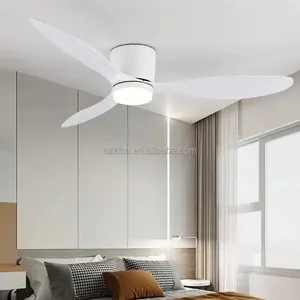 Low Floor Ceilling Fans Only 42 Inch Remote Control Cooling Fans Lamp Design Ceiling Fan with Light White Wood Black Color